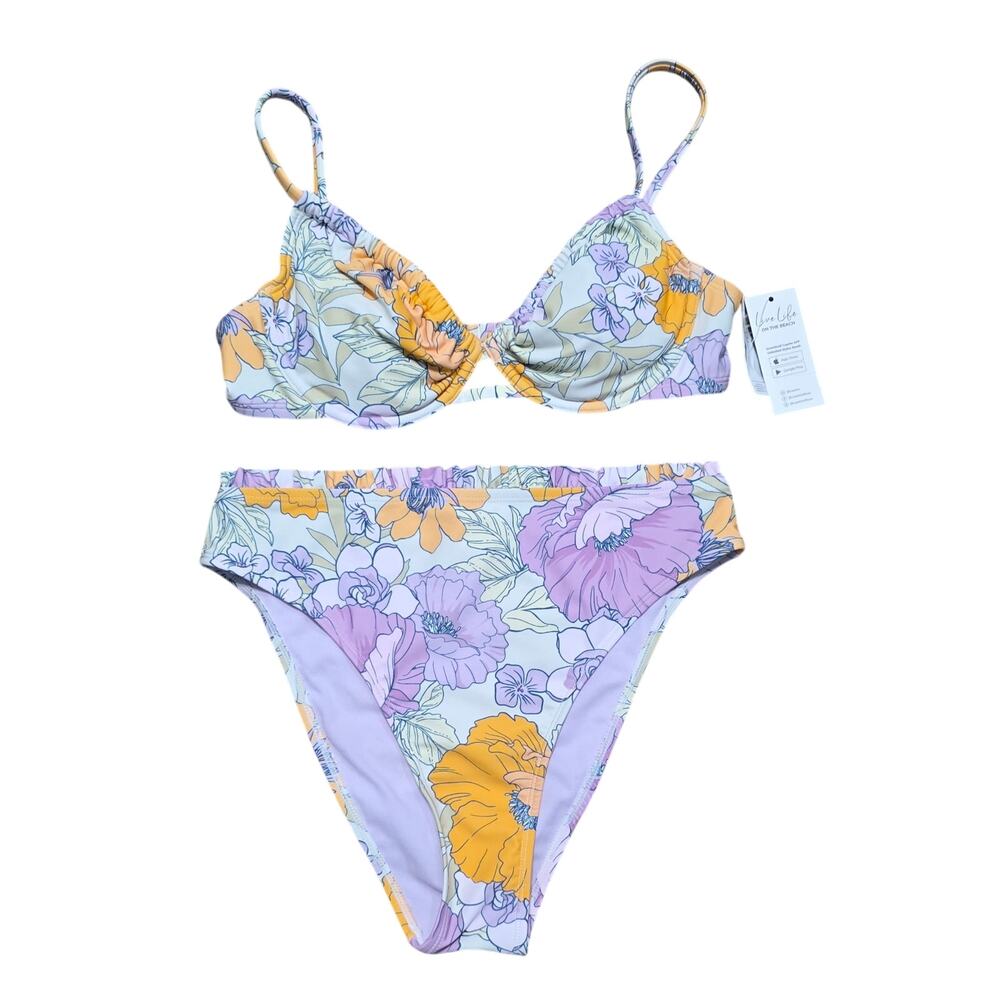 CUPSHE‎ Swimsuit Bikini High Waisted Push Up Cheeky Bathing Suit Size M NWT